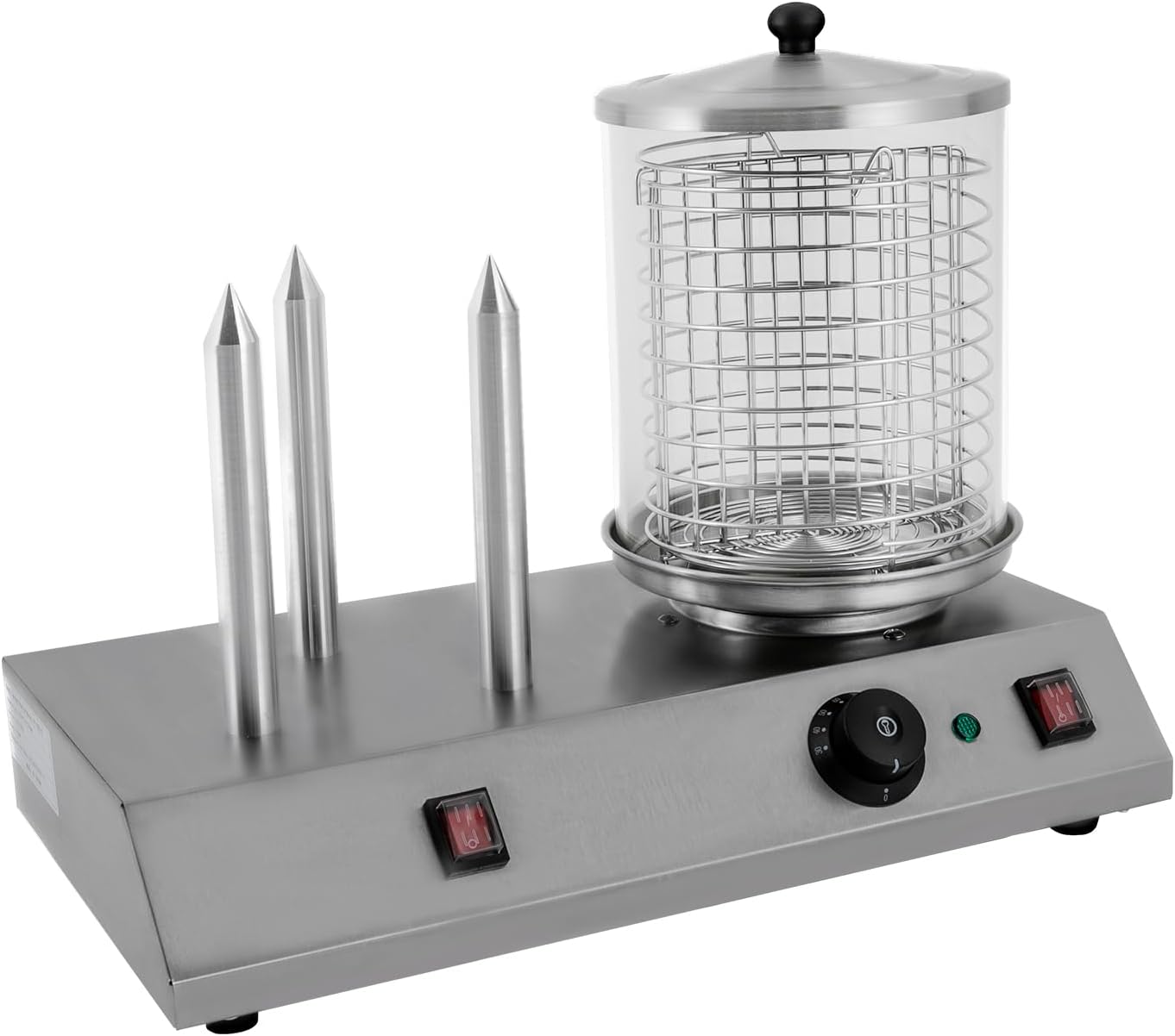 Electric Hot Dog Steamer & Bun Warmer Stainless Steel Portable Commercial 86-230℉ 19.72x10.94x14.57in G897