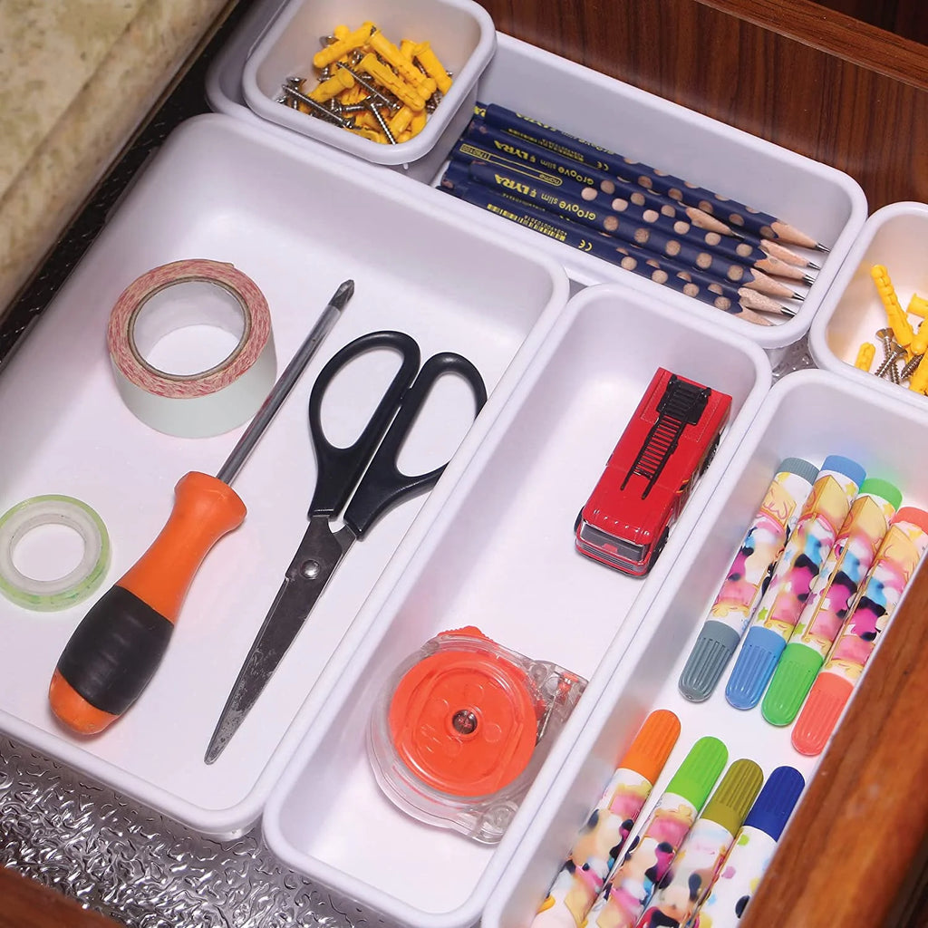 White Plastic Desk Drawer Organizer Set of 22 A6263