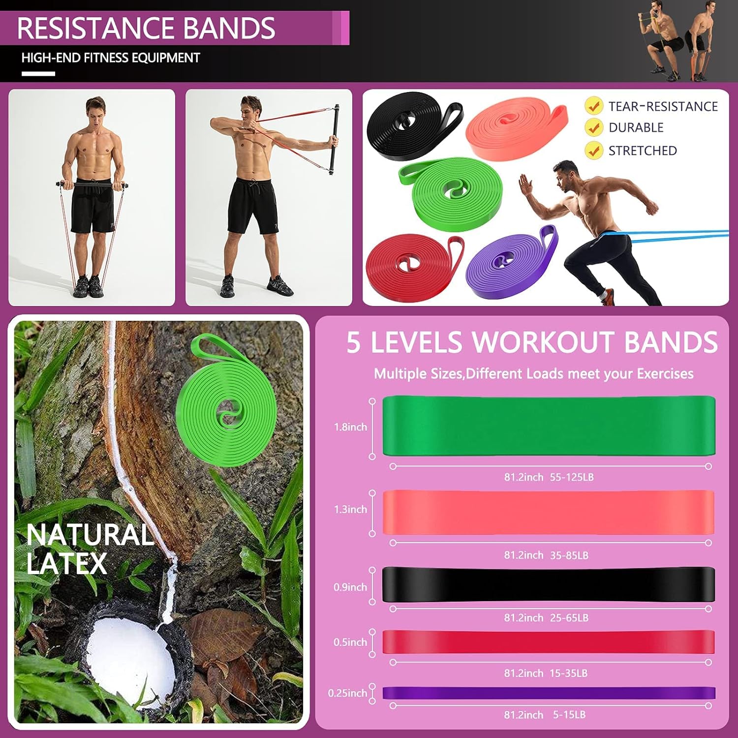 Resistance Bands Bar Set with 5 Resistance Bands C57010
