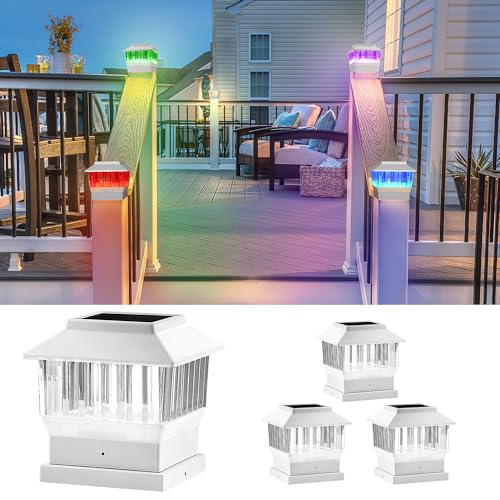 50 Lumen Solar Post Lights, 3 Modes, 4x4 3.5x3.5 4.5x4.5 5.5x5.5, LED, Waterproof, Black, 1 Pack S334862