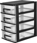 Black and Transparent 4 Layer Plastic Drawer Cabinet I77539