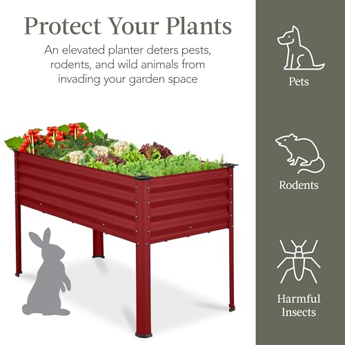 Galvanized Raised Garden Bed Metal Elevated Planter Box Dark Green J5724
