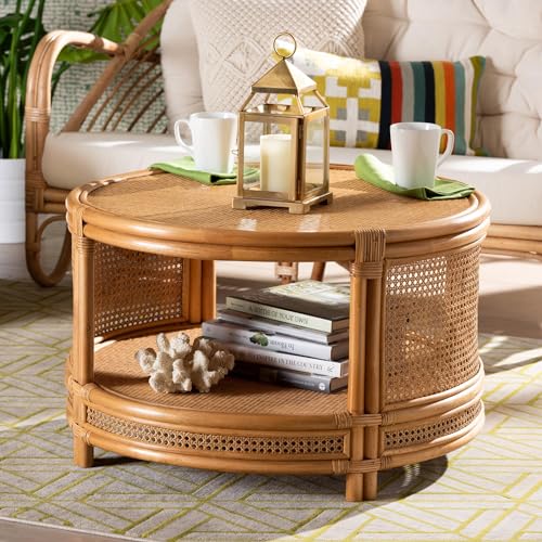 2-Tier Light Honey Rattan Coffee Table L250