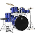5-Piece Full Size Complete Adult Drum Set with Cymbal Stands, Stool, Drum Pedal, Sticks, Floor Tom - Dark Blue Sparkle C54825