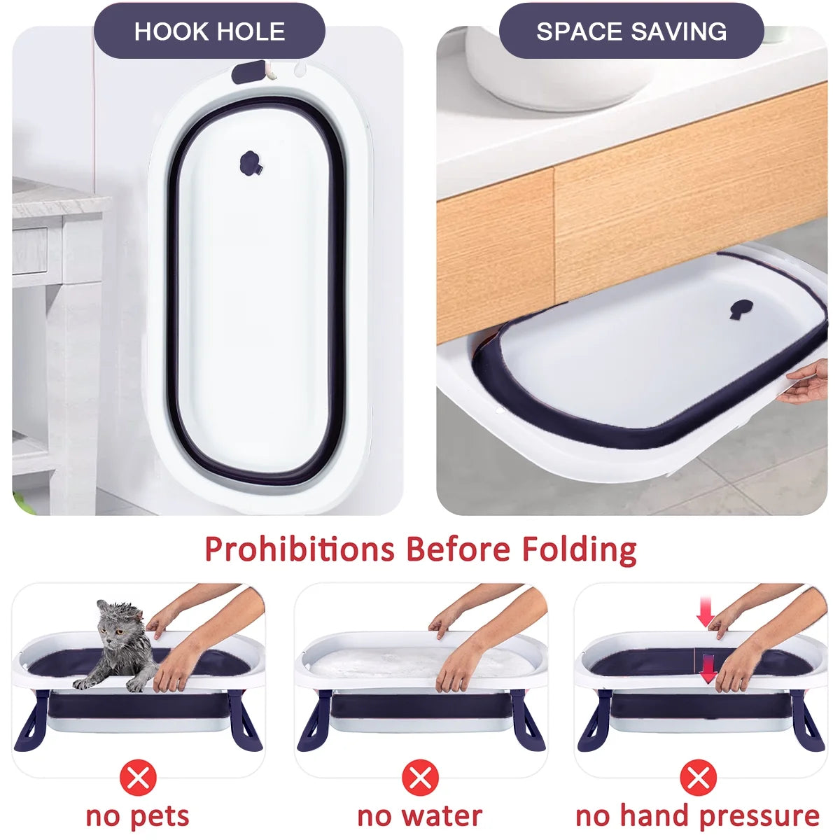 31'' Folding Baby Bathtub with Support Blue V64190