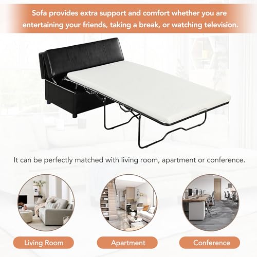 Light Gray Ottoman Folding Bed with Mattress E84945