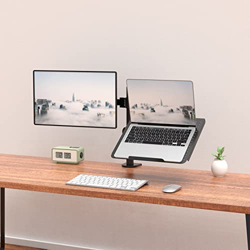 Extra Tall Single Monitor Desk Mount with Tray, Black A38416