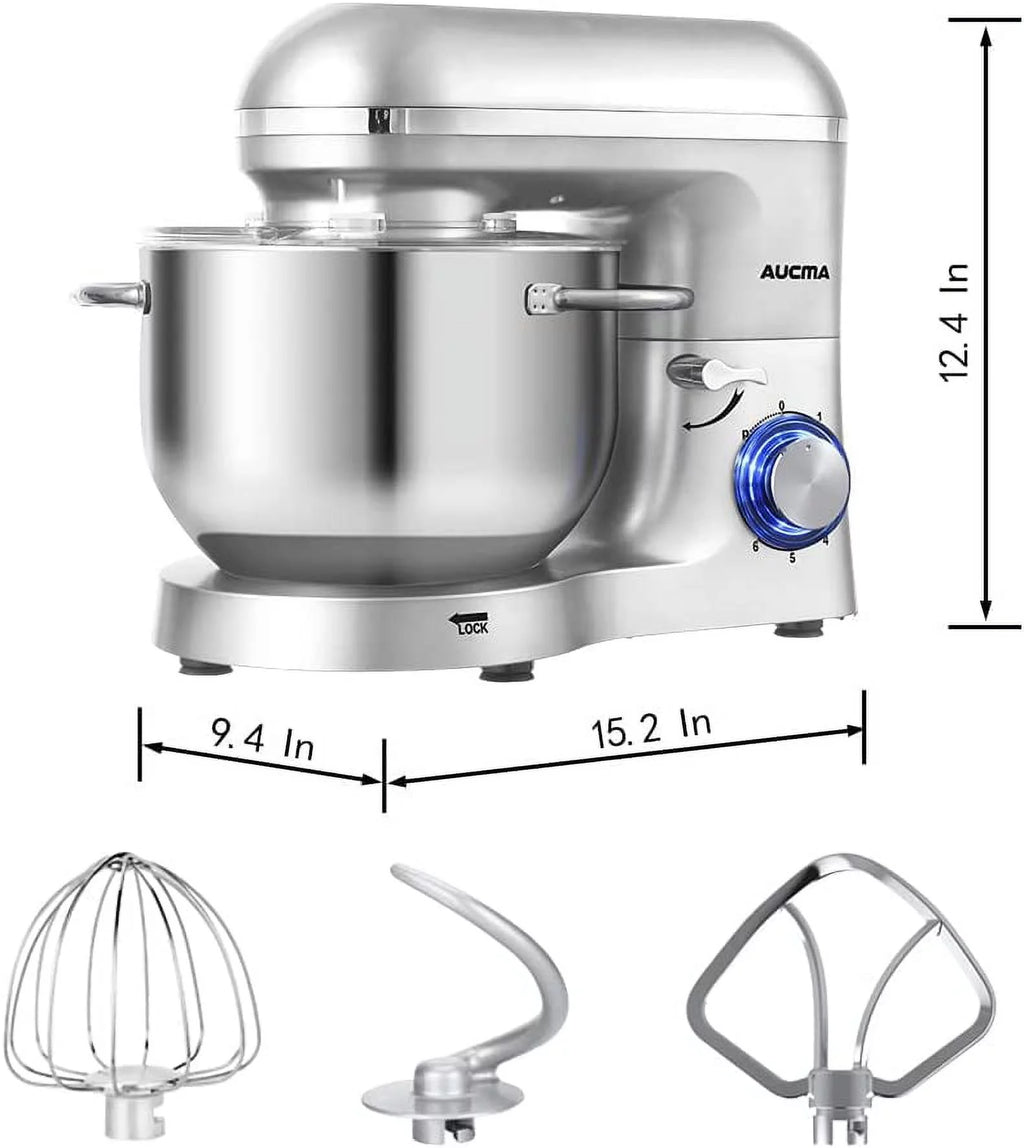 6.5-QT 660W 6-Speed Tilt-Head Stand Mixer with Dough Hook Wire Whip Beater Blue D835266