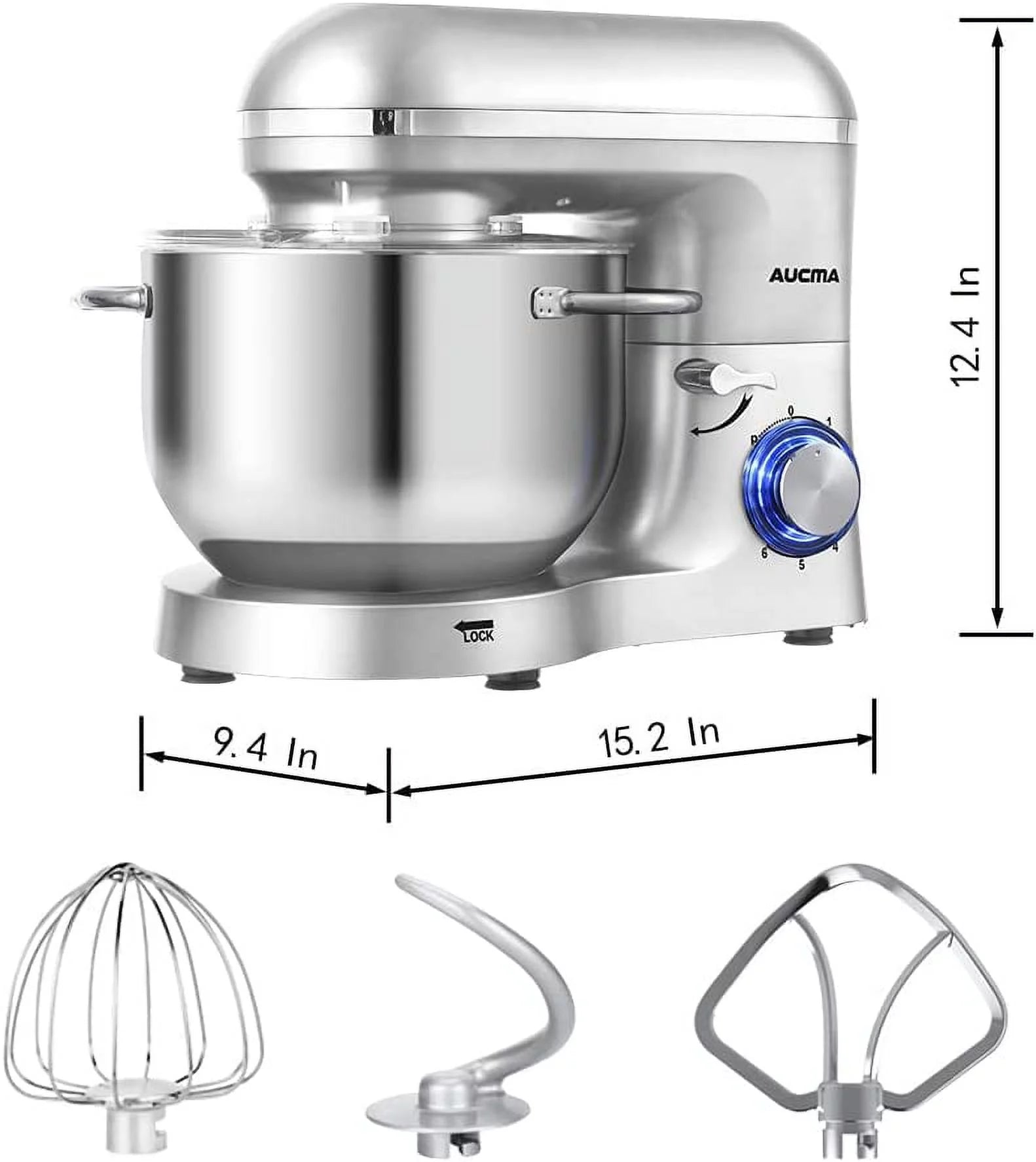 6.5-QT 660W 6-Speed Tilt-Head Stand Mixer with Dough Hook Wire Whip Beater Blue D835266