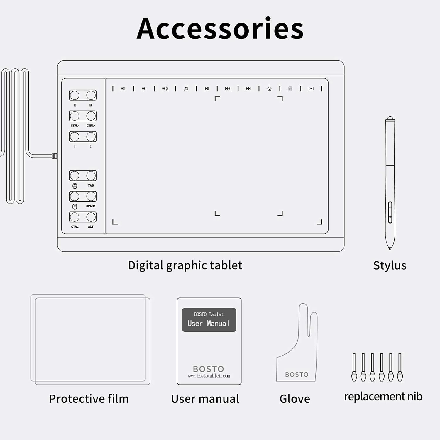 Drawing Tablet 10 X 6 Inches with Pressure Sensitive Stylus Pack of 2 B41044