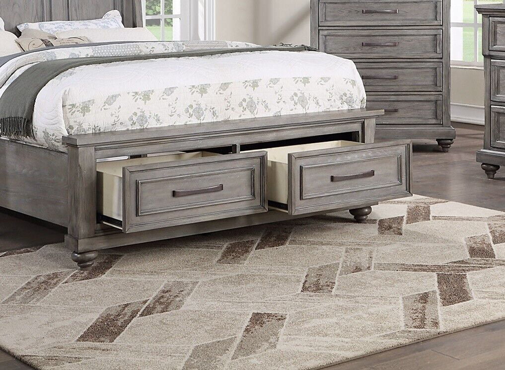 Grey Wooden Queen Size Bed with 2 Nightstands 3pc Set A924