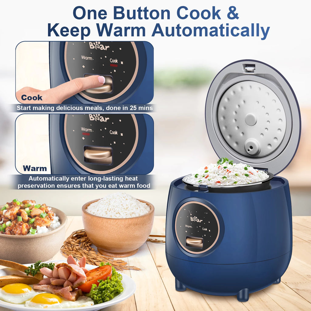 Blue 2 Cups Rice Cooker with Removable Nonstick Pot J709