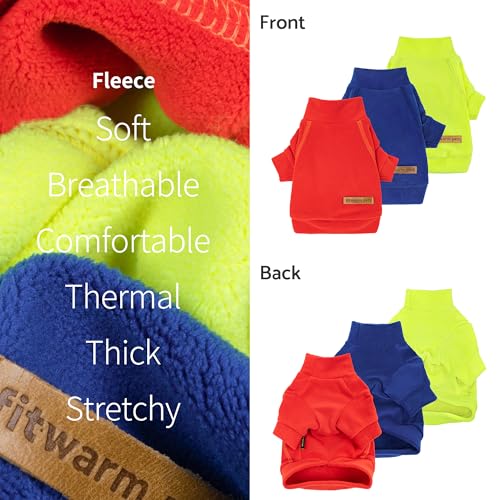 3 Pack Fleece Dog Sweater, Burgundy Red, Green, Navy Blue, Medium M347