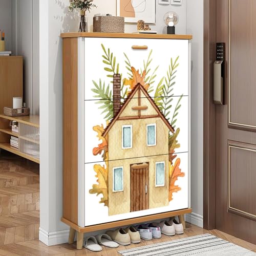 3 Drawer Shoe Cabinet Wood Shoe Rack Organizer V419172