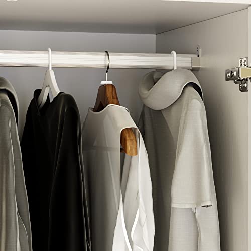 White 5 Drawer Wardrobe Armoire with Shelves and Hanging Rod P93132