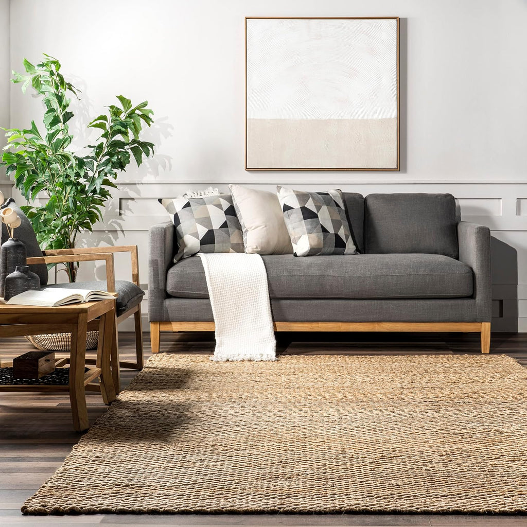 Natural Hand Woven Jute Area Rug, 5x8 O627383