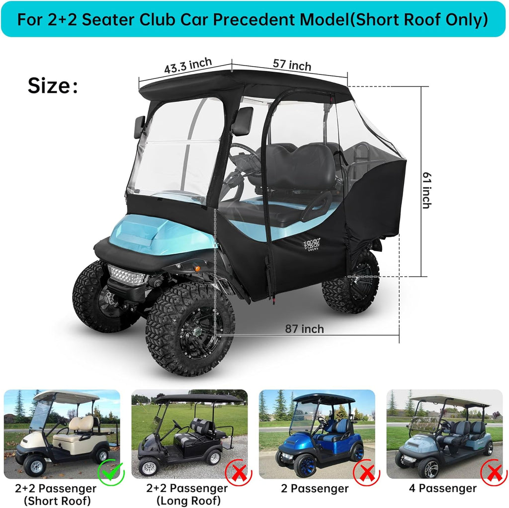 4 Passenger Golf Cart Enclosure with 4-Sided Clear Window 420D Rain Cover A169