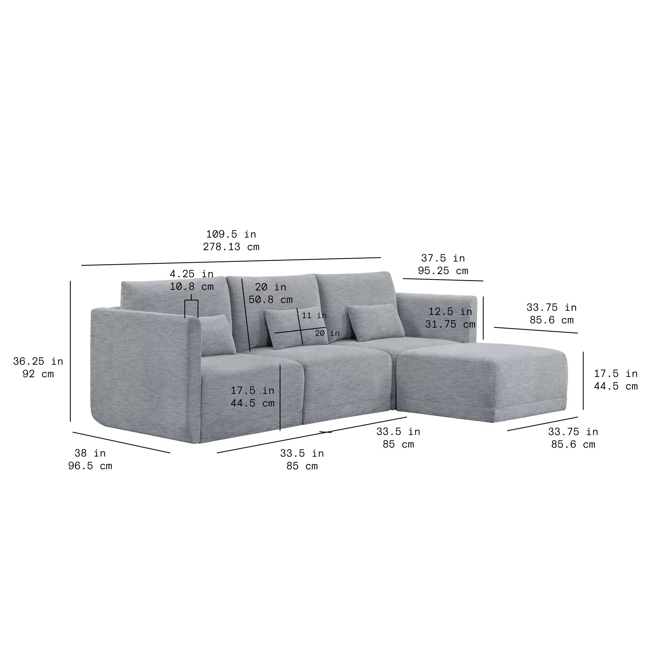 Gray Fabric Modular Sectional Sofa with Ottoman K258776