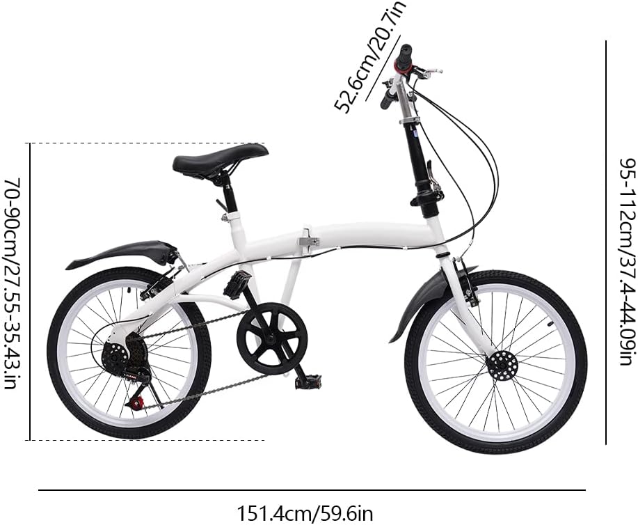 20-Inch 7-Speed Folding Bicycle White X93417