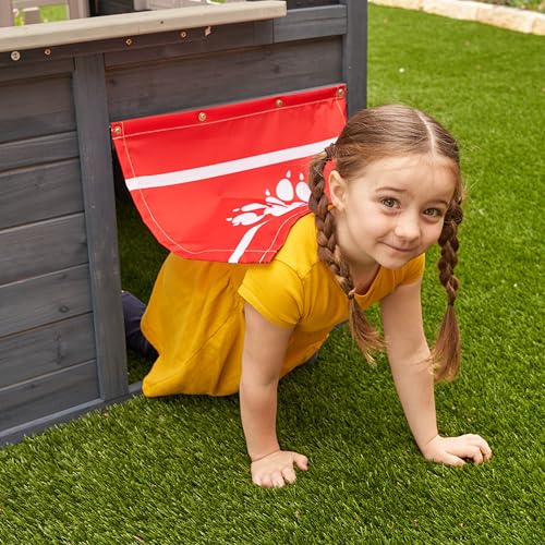 Wooden Playhouse with Working Doorbell, Fence, Kitchen and Pet Door M721348