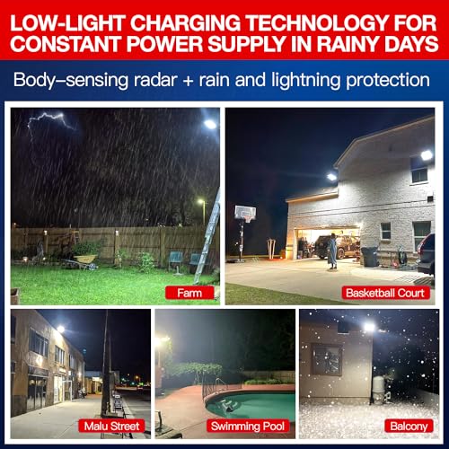 80000LM Dusk to Dawn Solar LED Flood Light with Motion Sensor and Remote Control P63947