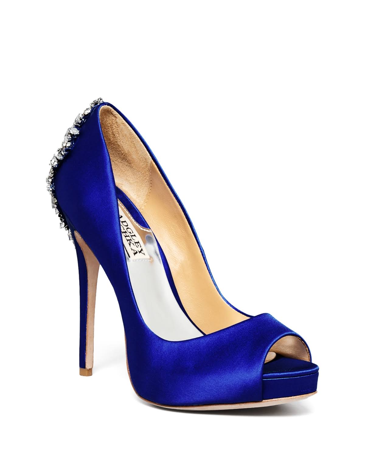 White Satin Peep-Toe Pumps, Size: 8 P780699