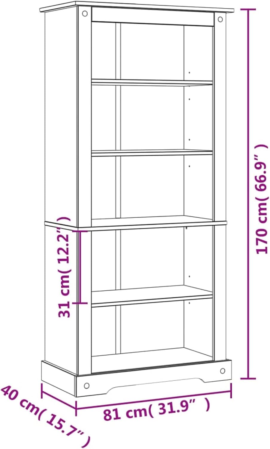 5-Tier Brown Bookcase B5786