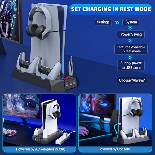 White PS5 Cooling Station with Controller Charging Station and Cooler Fan N447198