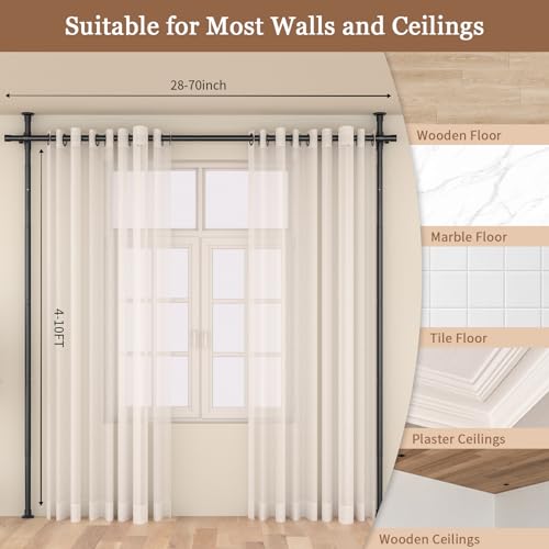 Adjustable Metal Tension Curtain Rod Room Divider O54550