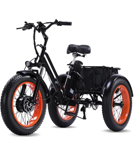 20"x4.0" Folding Fat Tire 3 Wheel Electric Trike with 48V Removable Battery P9195