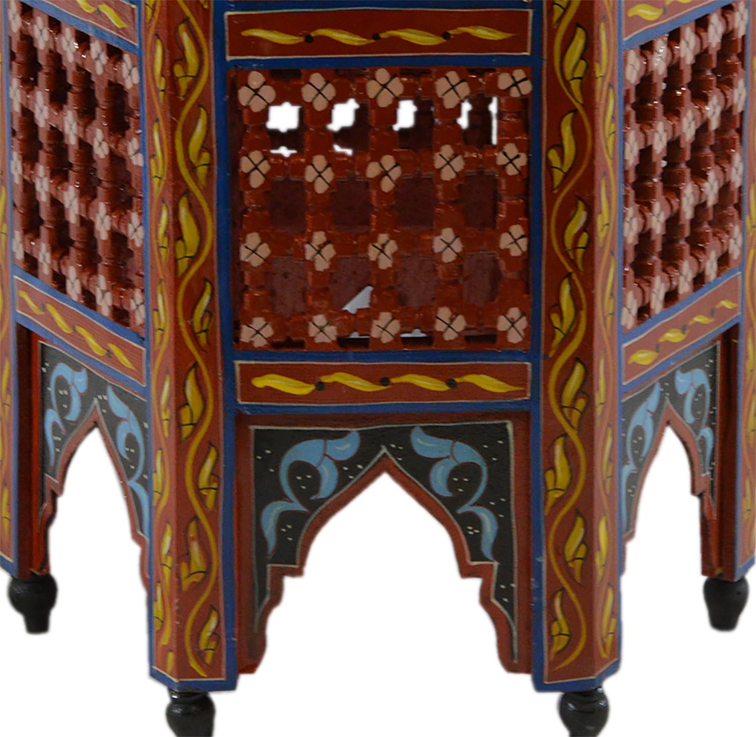 Red Hand Painted Wood Side Table B156