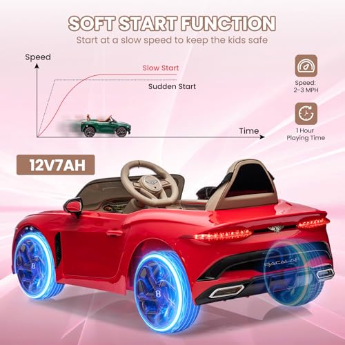White Licensed Bentley Bacalar Kids Electric Car with Parent Remote Control V50014