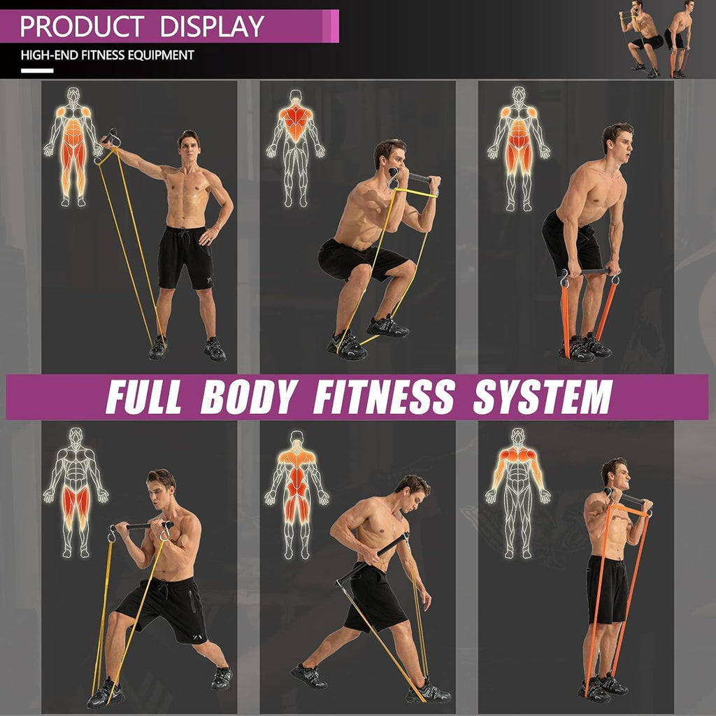 Resistance Bands Bar Set with 5 Resistance Bands C57010