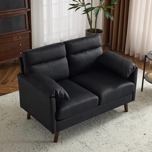 Beige Mini Loveseat Sofa with Suede Nap Upholstery F5580