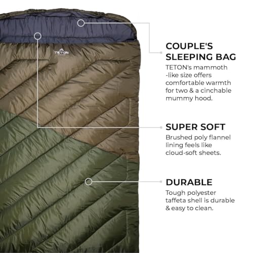 20 Degree 0 Degree Double Sleeping Bag with Compression Sack U40742
