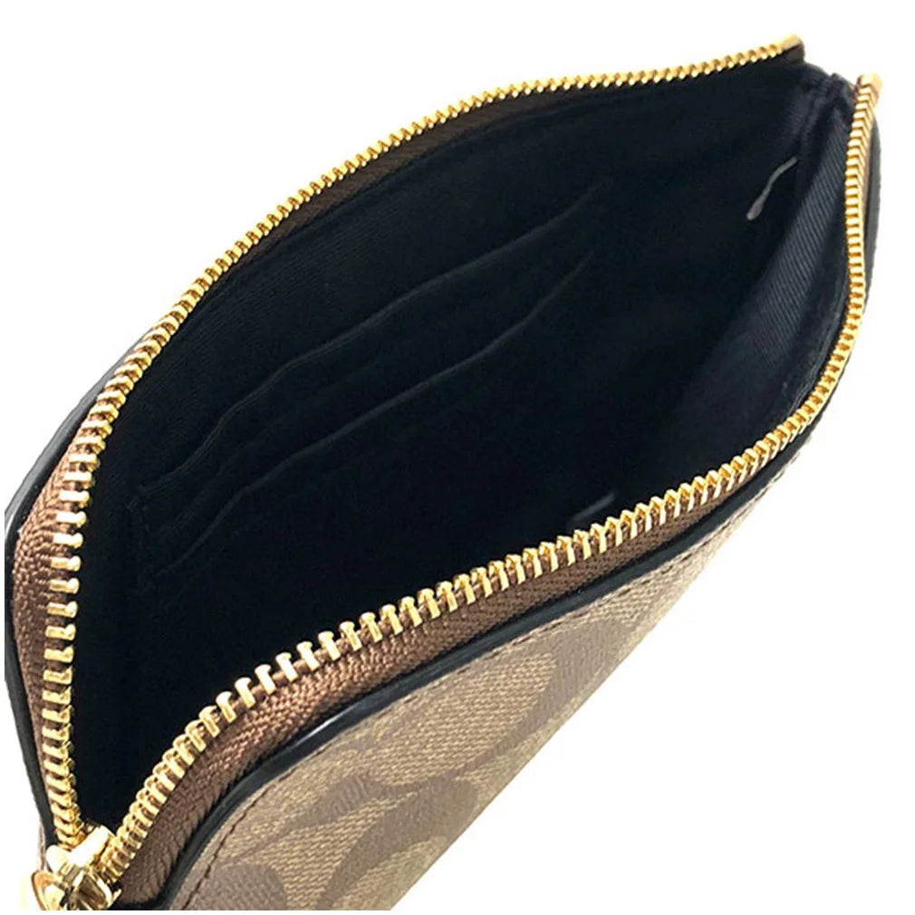 Light Khaki Black Gold Leather Wristlet Z6551