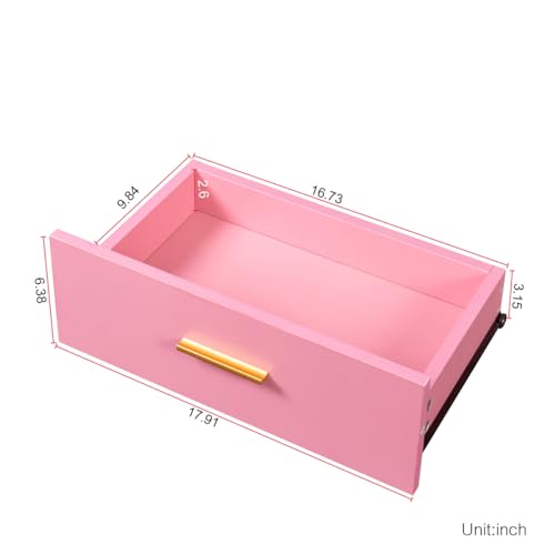 Pink Wood Computer Desk with Drawers Shelves Dresser Desk F986084