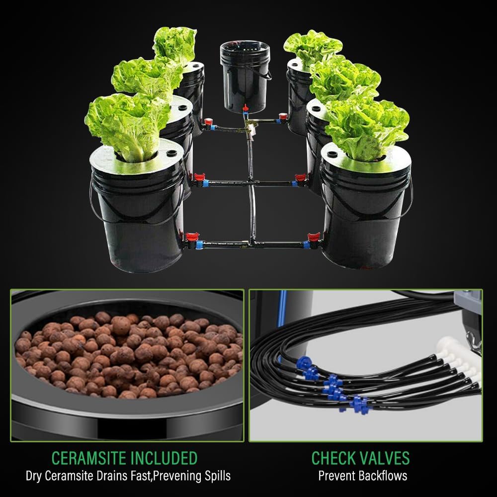 7 Bucket 5 Gallon Hydroponic Growing Kit with Pump W57950
