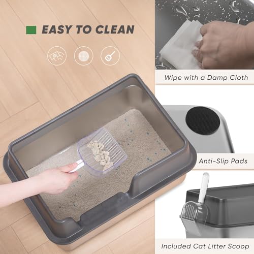 Stainless Steel Large Cat Litter Box with Scoop O20069
