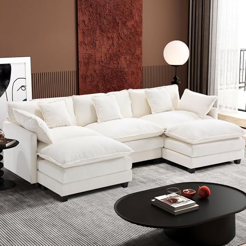Grey U Shaped Modular Sectional Couch with 2 Ottoman X942707