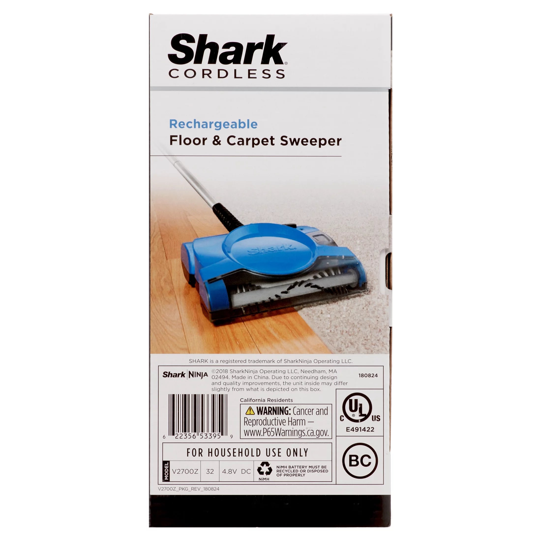 Lightweight 10 Inch Cordless Rechargeable Floor and Carpet Sweeper N5506