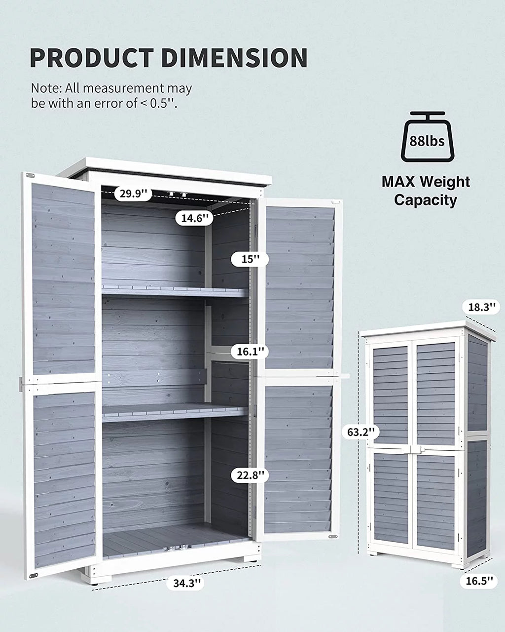 Gray Outdoor Storage Cabinet with Asphalt Roof Q836336