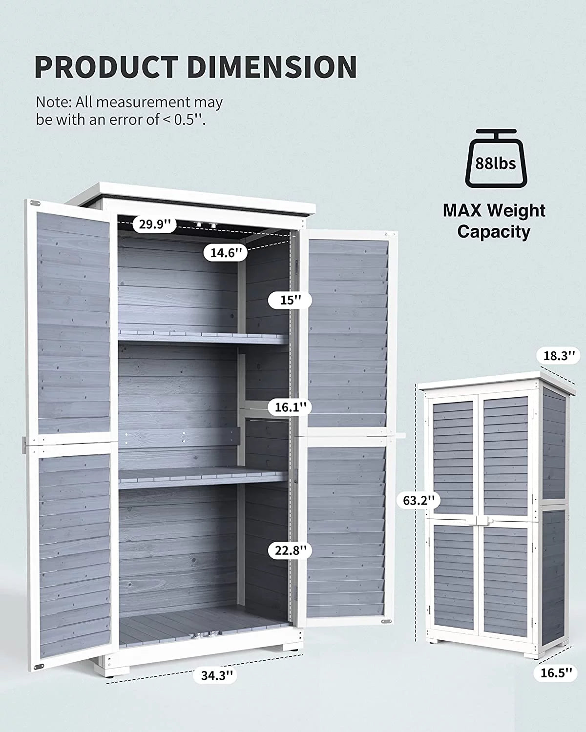 Gray Outdoor Storage Cabinet with Asphalt Roof Q836336