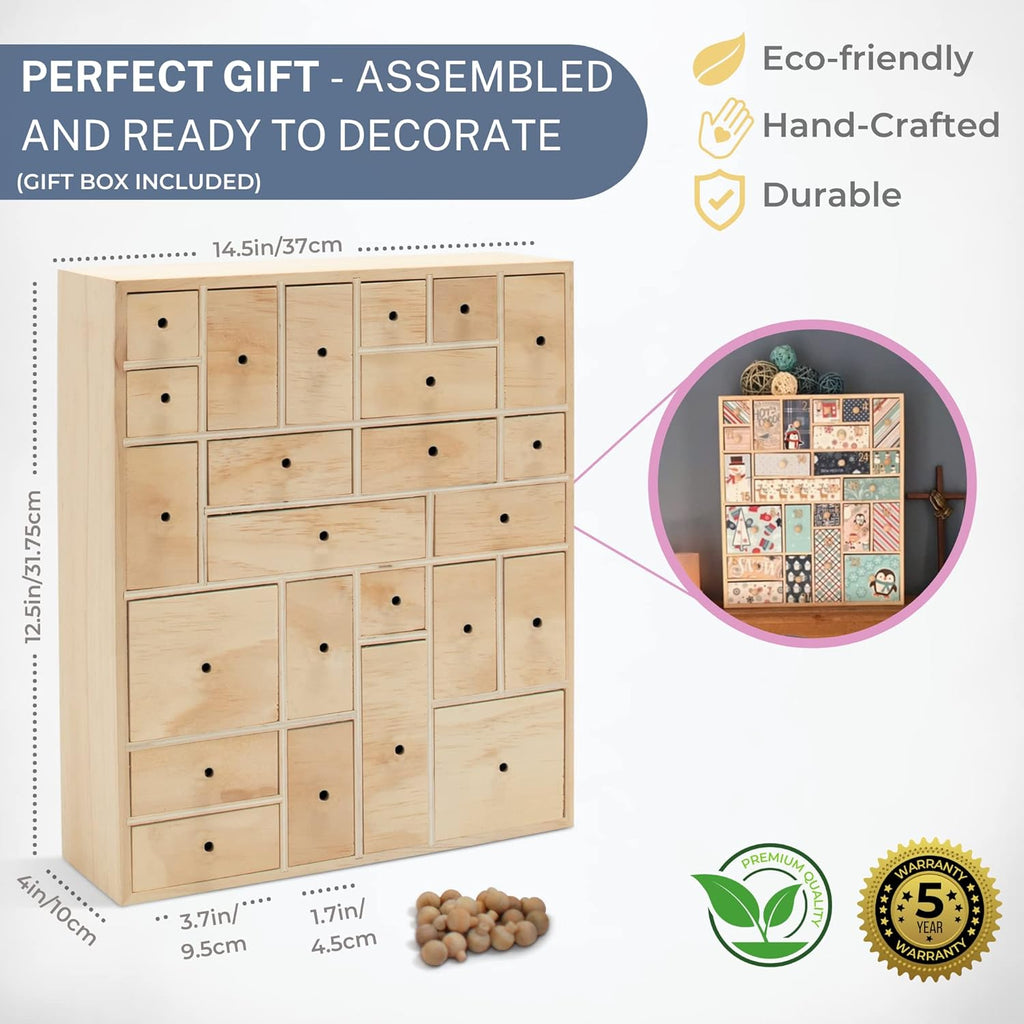 Wooden Advent Calendar Apothecary Cabinet Craft Storage with Drawers P475252