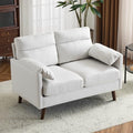 Beige Mini Loveseat Sofa with Suede Nap Upholstery F5580
