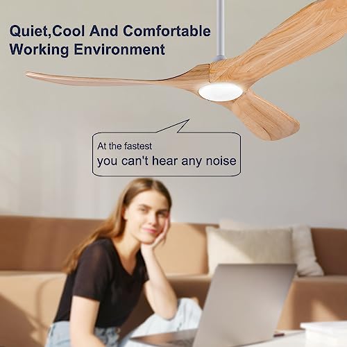 52 Inch Wood Ceiling Fan with Lights Remote Control Z9492