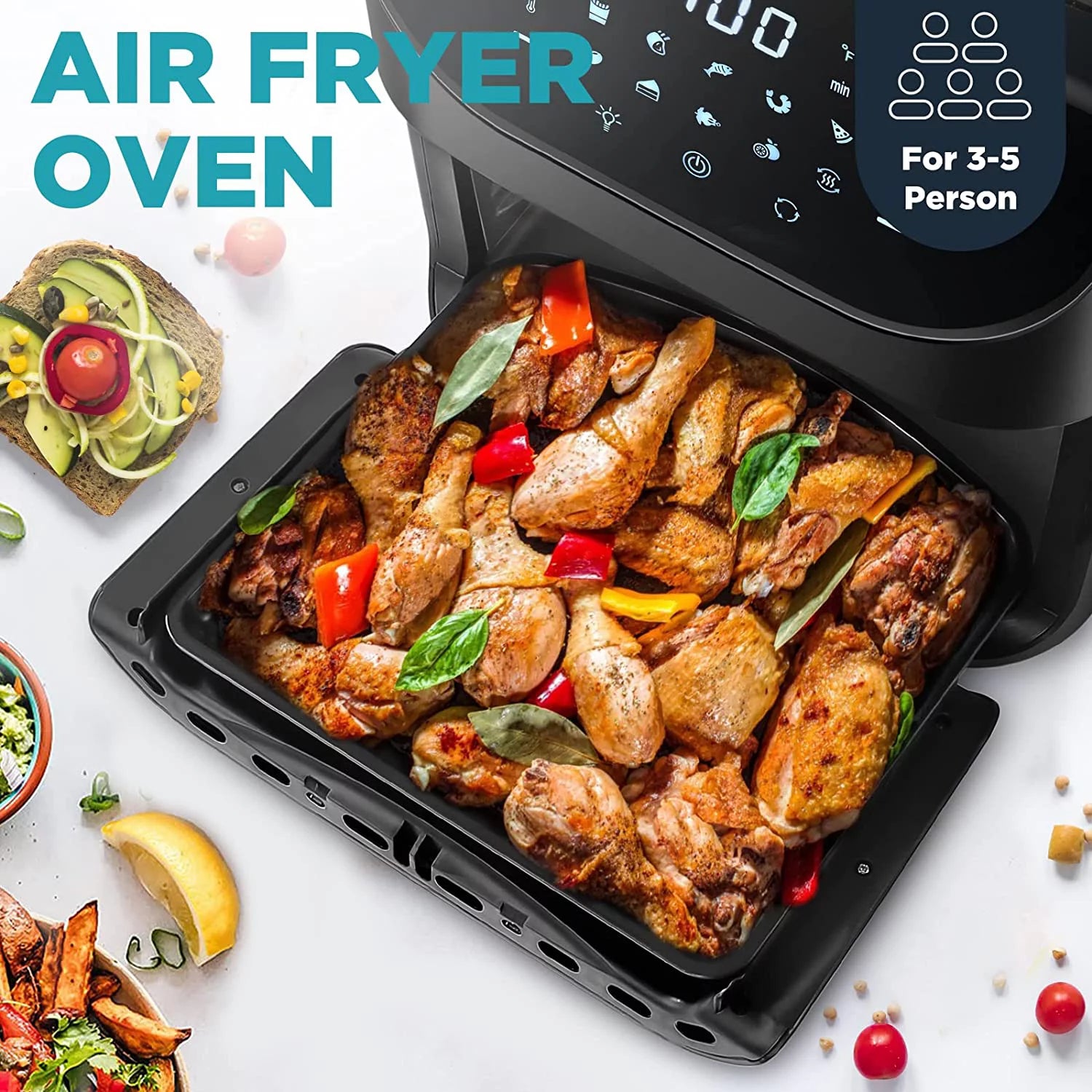 12 QT 1700W Air Fryer with LCD Touch Screen E50021