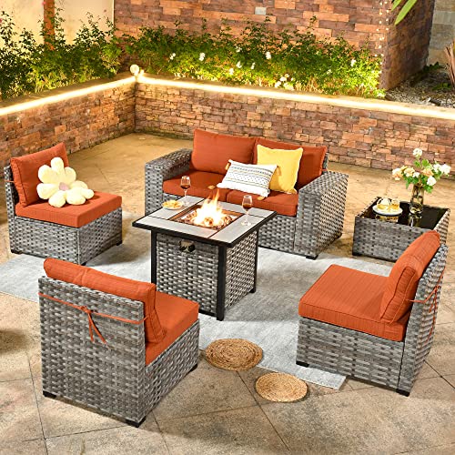 Black 6 Pcs Patio Furniture Set with Coffee Table H542