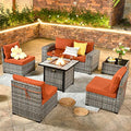 Black 6 Pcs Patio Furniture Set with Coffee Table H542