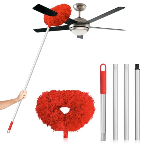 Orange Microfiber Ceiling Fan Duster with Extension Handle Z667